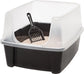 Open-Top Plastic Cat Litter Box with Shield with Scoop