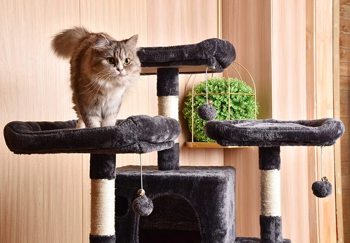 Lima Pet Heavy Duty Carpet 68 Inch Multi-Level Cat Tree Condos and Scratching Posts Included