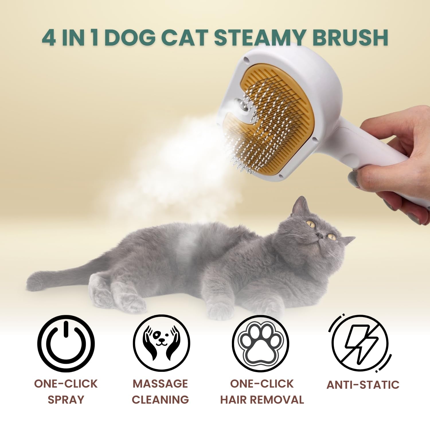 Water Brush for Dog Cat Mist Brush for Short Long Haired Dogs Cats Slicker Brush with Spray for Pet Grooming Cat Dog Steam Brush for Shedding