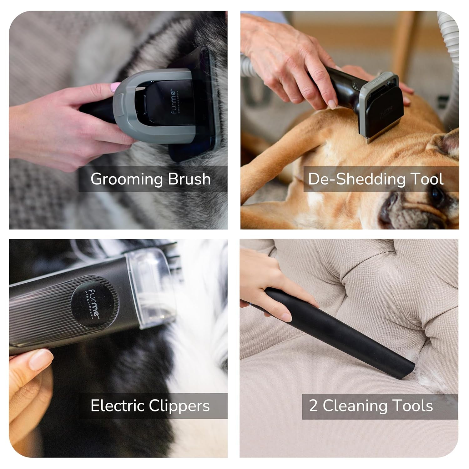 Original Pet Grooming Vacuum Kit - Cat & Dog Grooming Kit for Easy Pet Care at Home, Quiet & Safe Dog Hair Remover Machine with Brush, Clipper, Shedding & Cleaner Tools & 1L Canister