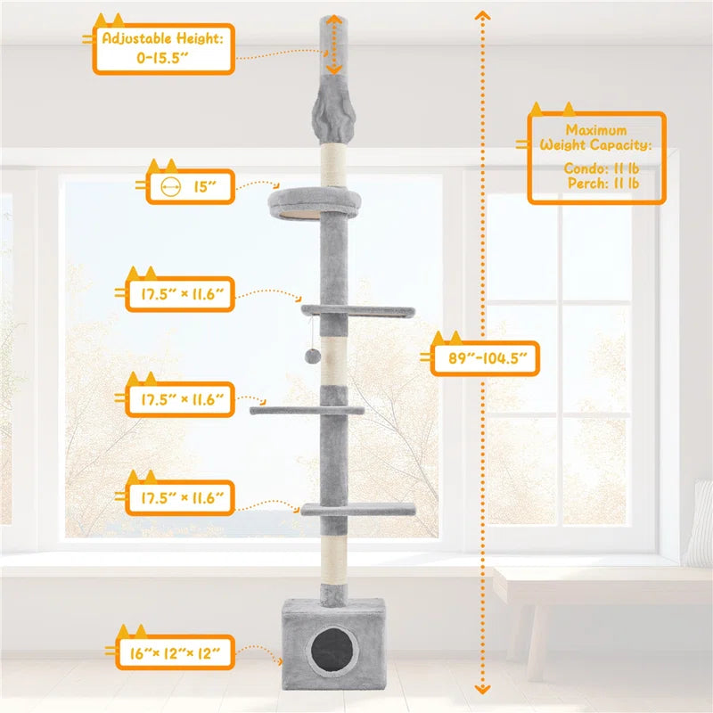 7.4-8.7FT Floor-To-Ceiling Cat Tree