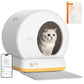 Upgraded Smart Automatic Cat Litter Box with Mat & Liner for Multi Cats, Advanced Safety System/Self Cleaning/Odor Control/App Control