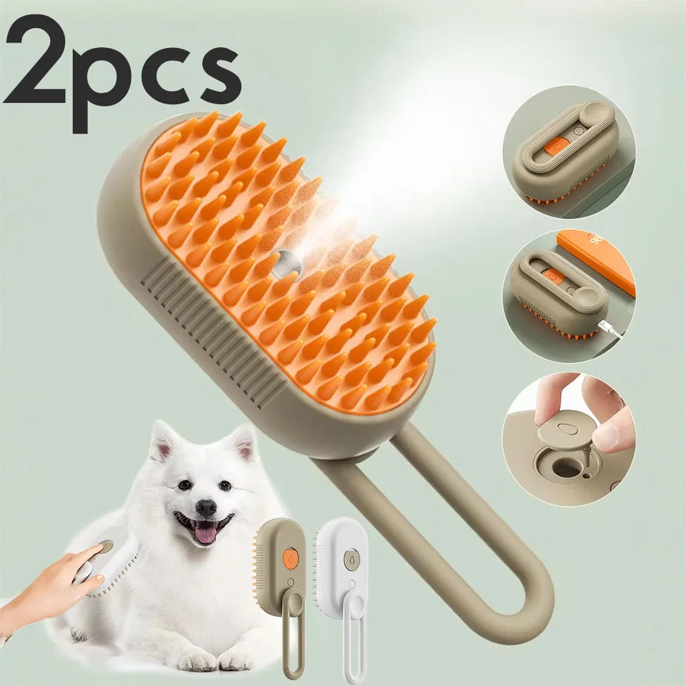 3-in-1 Steam Pet Brush for Dogs and Cats - Massage, Groom, and Remove Tangled Hair Effortlessly!