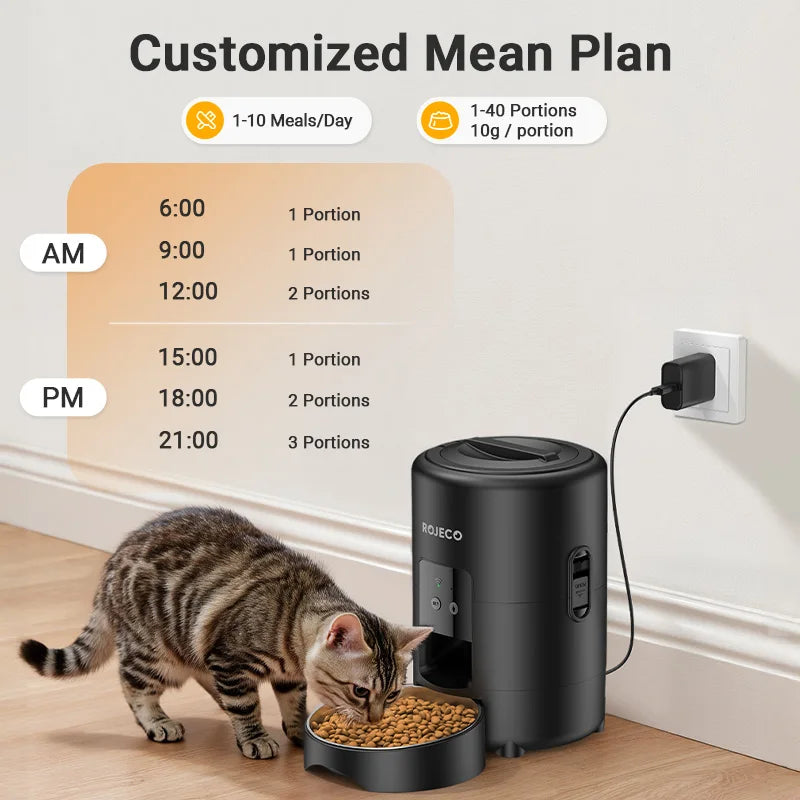 Smart Automatic Cat Feeder - 2L Wifi App Controlled Pet Kibble Dispenser for Cats and Dogs