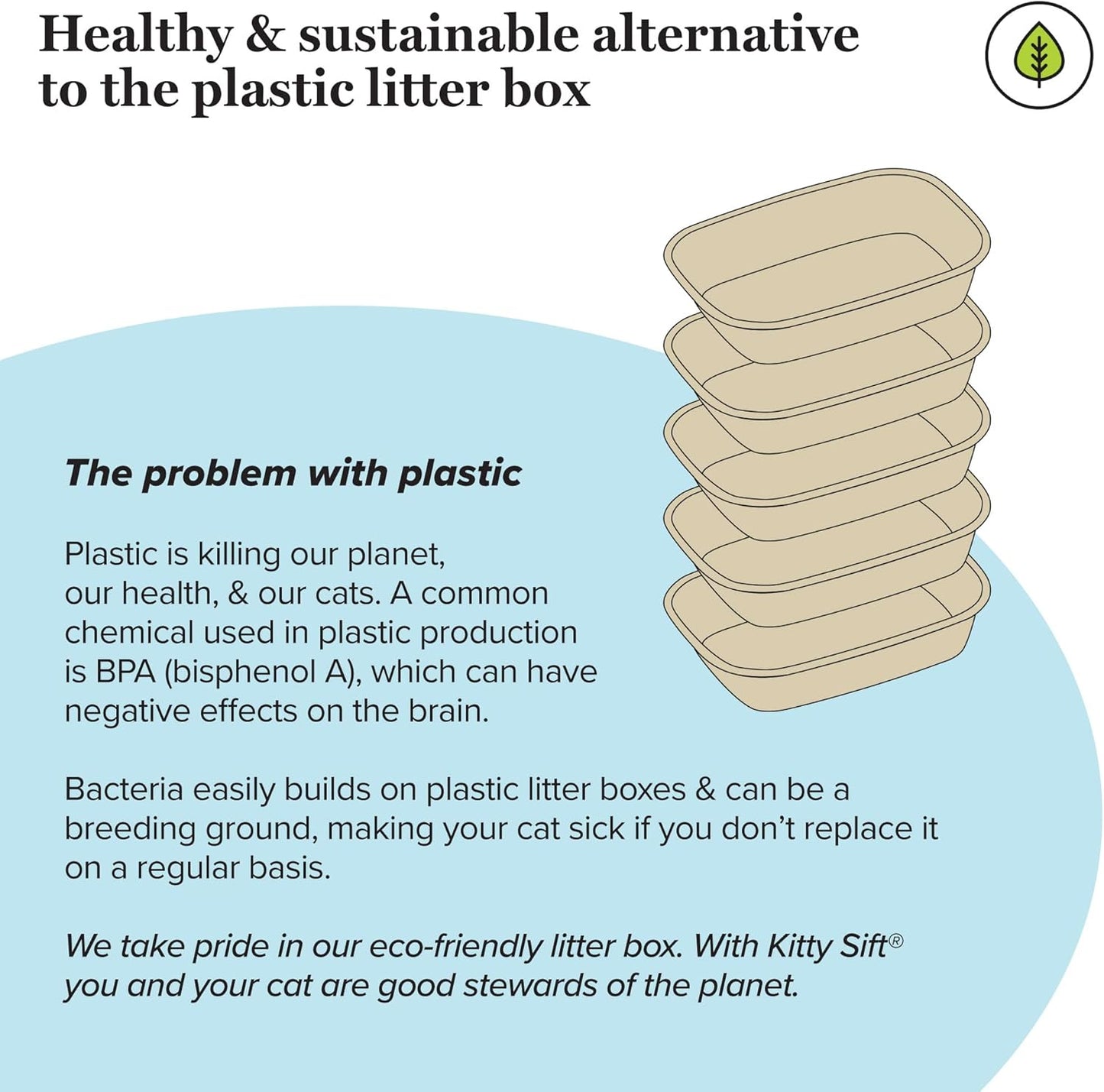 Disposable Cat Litter Box Large, 6 Count, Durable Portable for Travel and Home, Eco-Friendly Disposable Litter Box Controls Odor