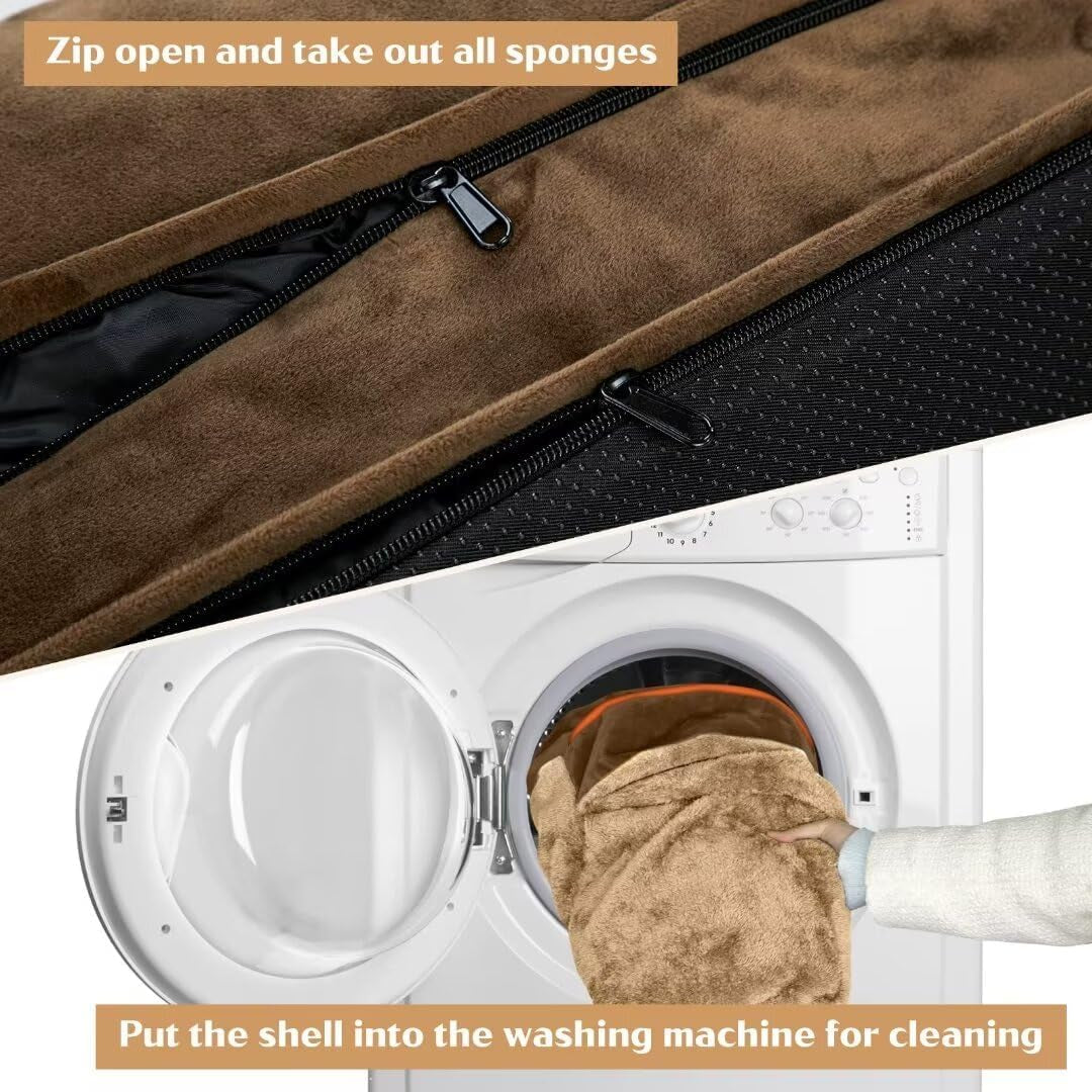 Orthopedic Dog Bed for Extra Large Dogs 42X30 Inch, Waterproof Supportive Egg Crate Foam XL Pet Bed with Removable Bolsters, Dog Couch with Washable Cover & Non-Slip Bottom, Brown