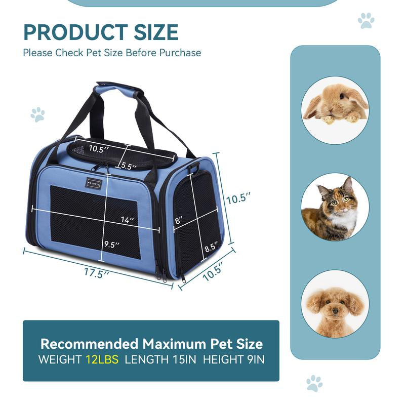 [5-Year Warranty] PETSFIT Cat Carrier, Pet Carrier Airline Approved, Cat Travel Carrier for Small and Medium Cats under 12 Lbs, Soft Sided Kitten Carrier with Cozy Extendable Mat, Cat Carrier Bag, Pink