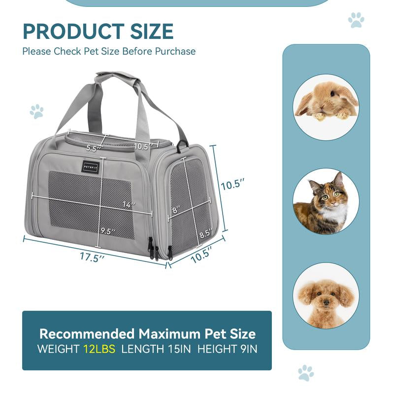 [5-Year Warranty] PETSFIT Cat Carrier, Pet Carrier Airline Approved, Cat Travel Carrier for Small and Medium Cats under 12 Lbs, Soft Sided Kitten Carrier with Cozy Extendable Mat, Cat Carrier Bag, Pink
