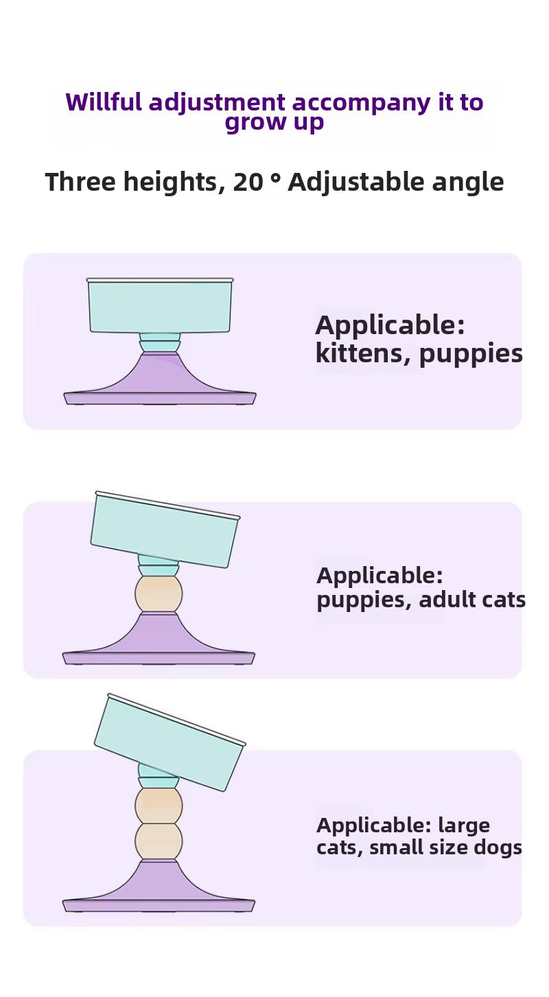 Pet Lifting Cat Bowl Adjustable Ceramic Cat Bowl Tilting Neck Protector High Foot Bowl Feeding Dog Bowl Edible