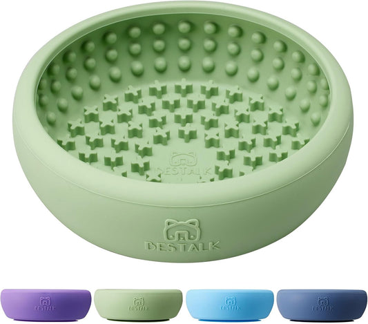 Dog Lick Bowl,  Anxiety Relief Lick Mat for Dogs, Non-Slip Freeze Licking Bowl Enrichment Puzzle Feeder for Distraction, BPA Free Silicone, Dishwasher Safe (Green,S)
