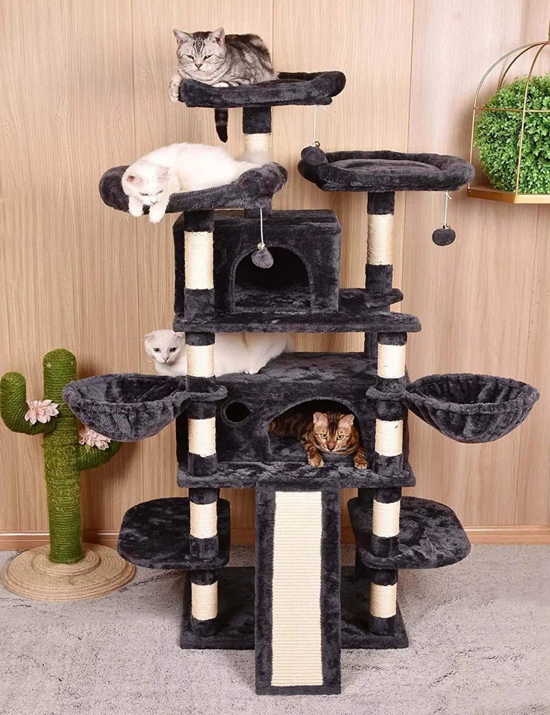 Lima Pet Heavy Duty Carpet 68 Inch Multi-Level Cat Tree Condos and Scratching Posts Included