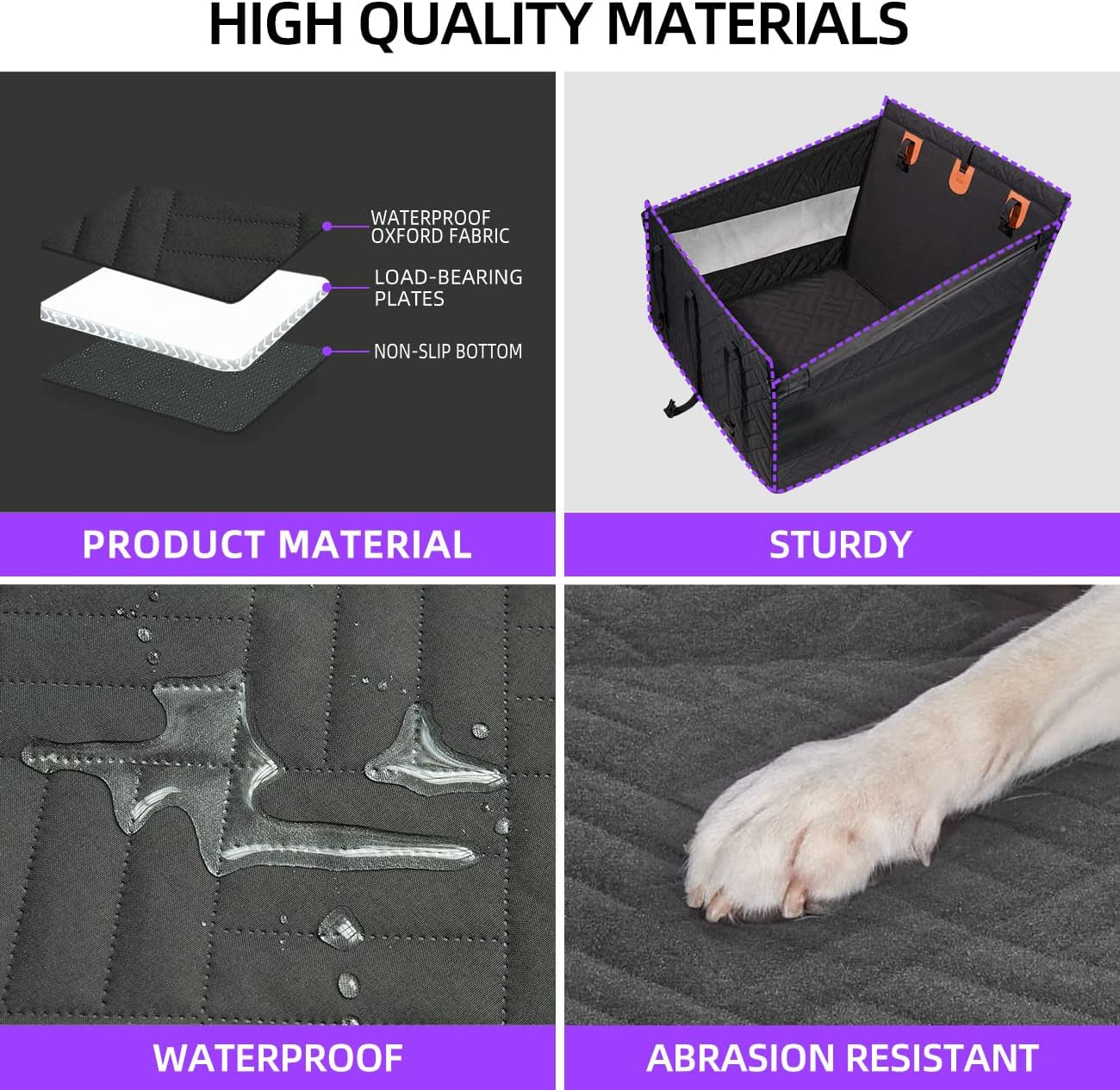 Large Dog Car Seat,Back Seat Extender for Dogs,Waterproof Medium Dog Seat Cover for Backseat, Pet Bed for Car Hammock(Black-L)