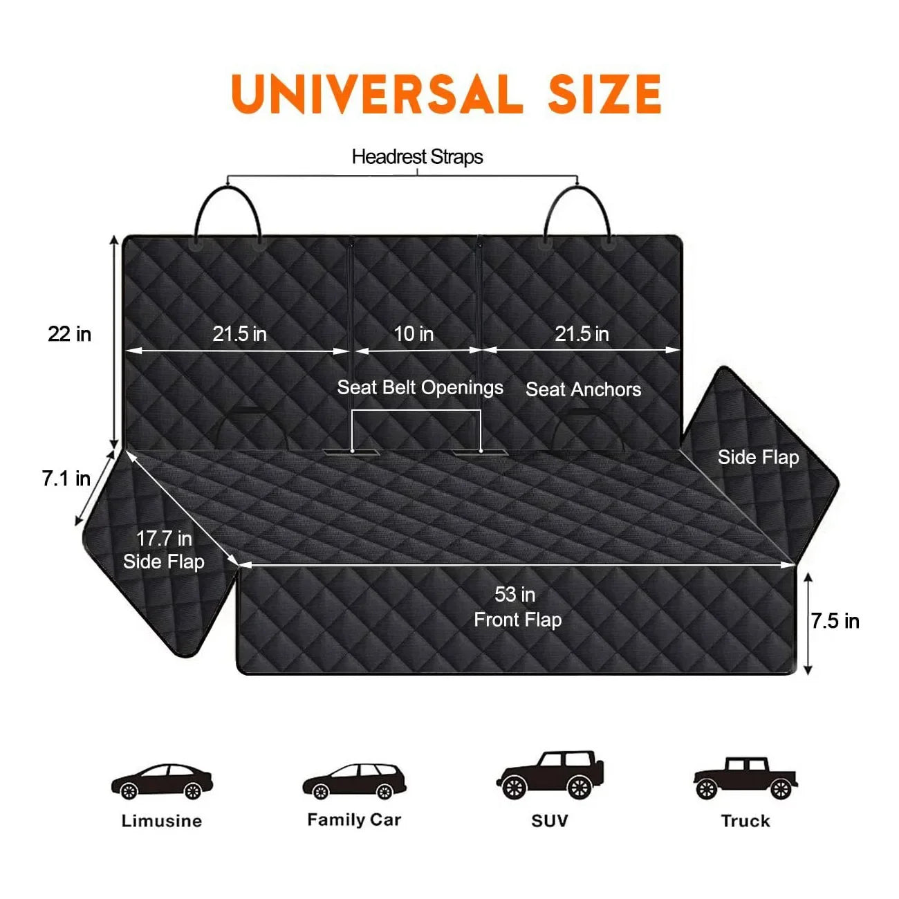 Premium Waterproof Dog Car Seat Cover - Dirt Resistant Hammock Style with Shoulder Strap for Pet Travel