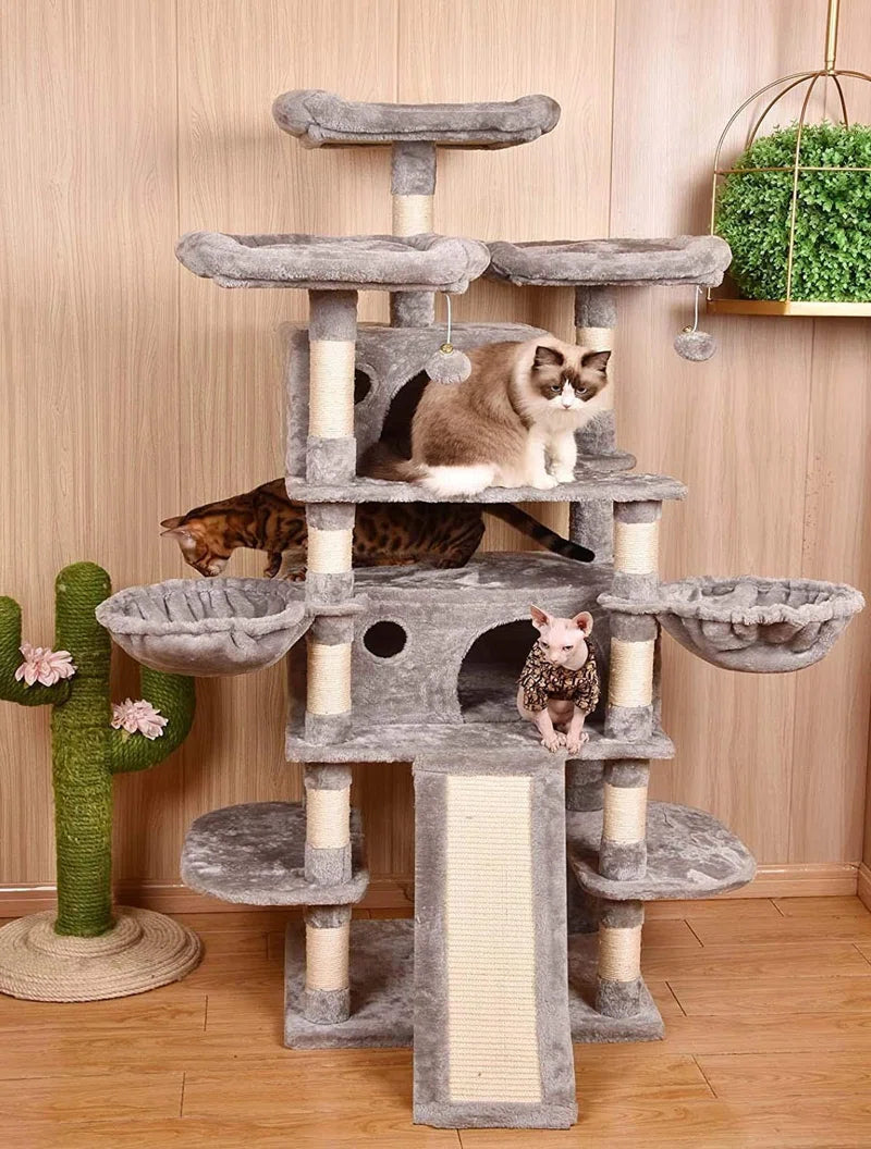 Lima Pet Heavy Duty Carpet 68 Inch Multi-Level Cat Tree Condos and Scratching Posts Included