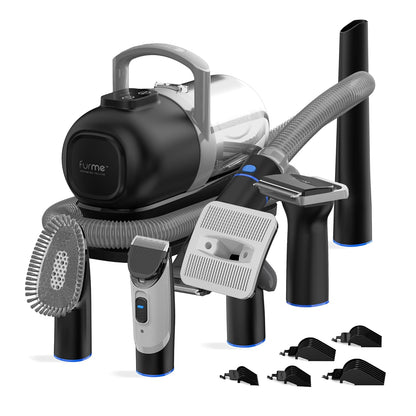 Original Pet Grooming Vacuum Kit - Cat & Dog Grooming Kit for Easy Pet Care at Home, Quiet & Safe Dog Hair Remover Machine with Brush, Clipper, Shedding & Cleaner Tools & 1L Canister