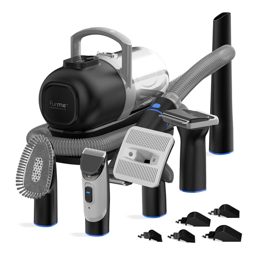 Original Pet Grooming Vacuum Kit - Cat & Dog Grooming Kit for Easy Pet Care at Home, Quiet & Safe Dog Hair Remover Machine with Brush, Clipper, Shedding & Cleaner Tools & 1L Canister