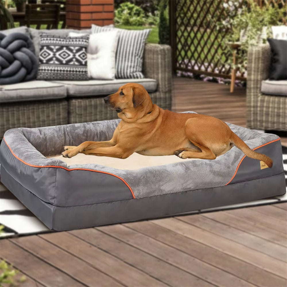 Luxurious Jumbo Orthopedic Memory Foam Dog Bed - Waterproof Elevated Cushion with Removable Cover for Ultimate Comfort