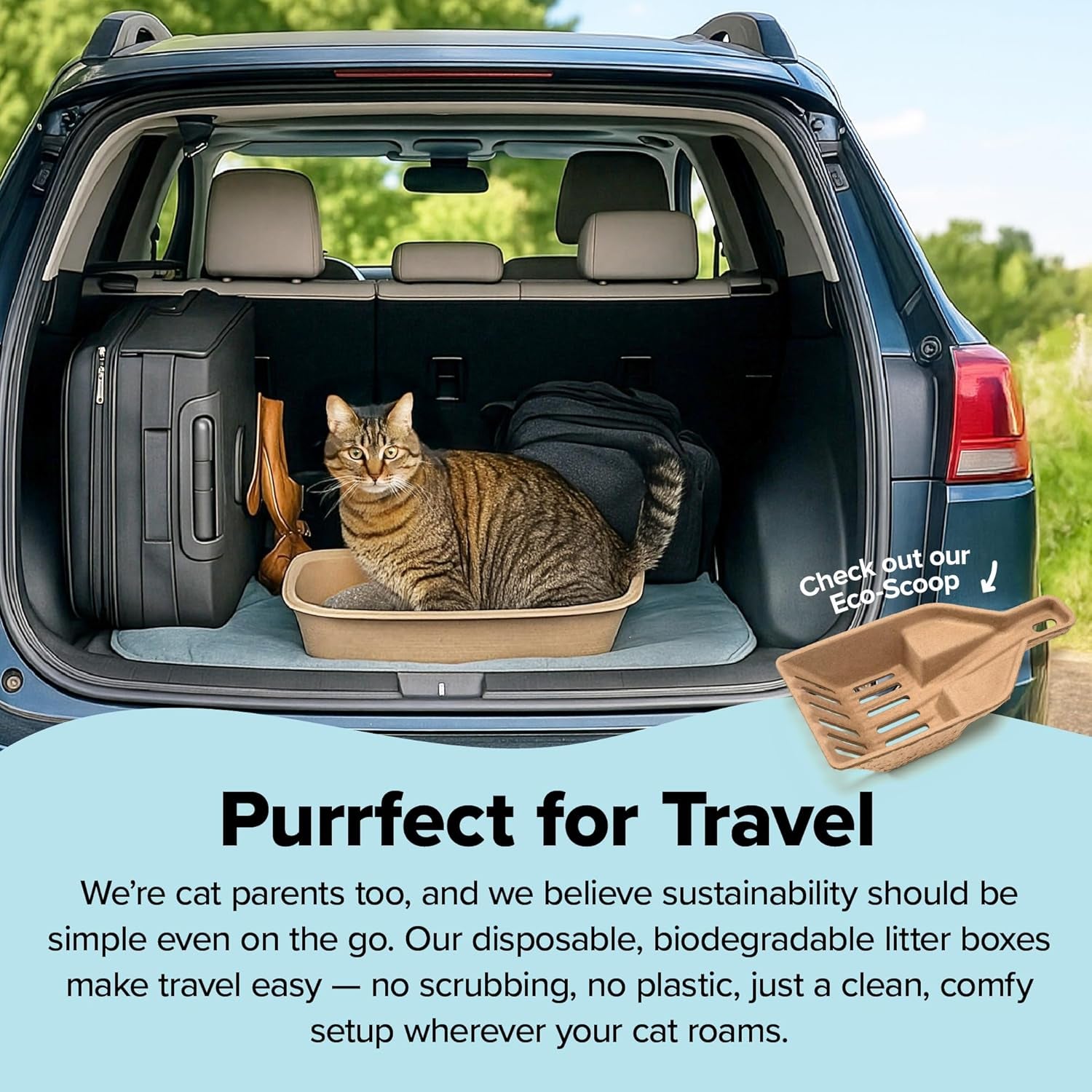 Disposable Cat Litter Box Large, 6 Count, Durable Portable for Travel and Home, Eco-Friendly Disposable Litter Box Controls Odor