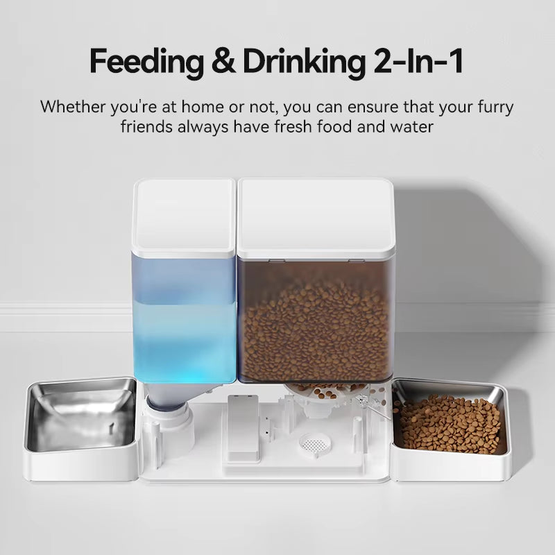 Automatic 2-in-1 Pet Feeder & Water Fountain - 8.5L Kibble Dispenser with Easy Refill for Cats
