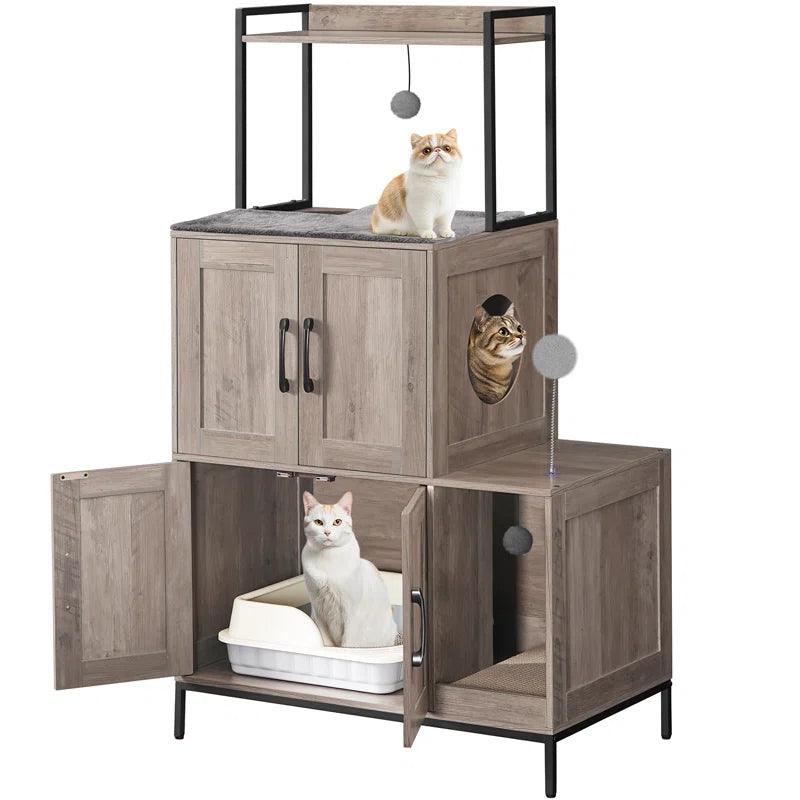 2 in 1 Hidden Cat Litter Box Enclosure Furniture