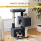 31.5" Modern Cat Tree Tower with Dual Large Condos for Kitten ＆ Medium Size Cat Dark Gray