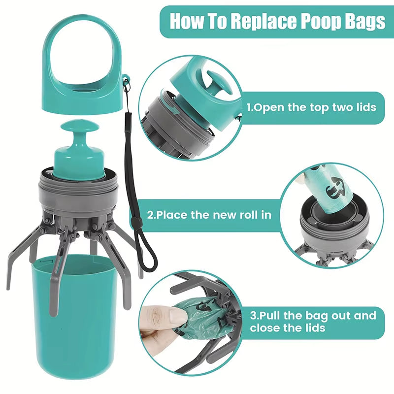 Ultimate Portable Dog Pooper Scooper - No Touch Design with Built-In Garbage Bag for Effortless Pet Waste Cleanup