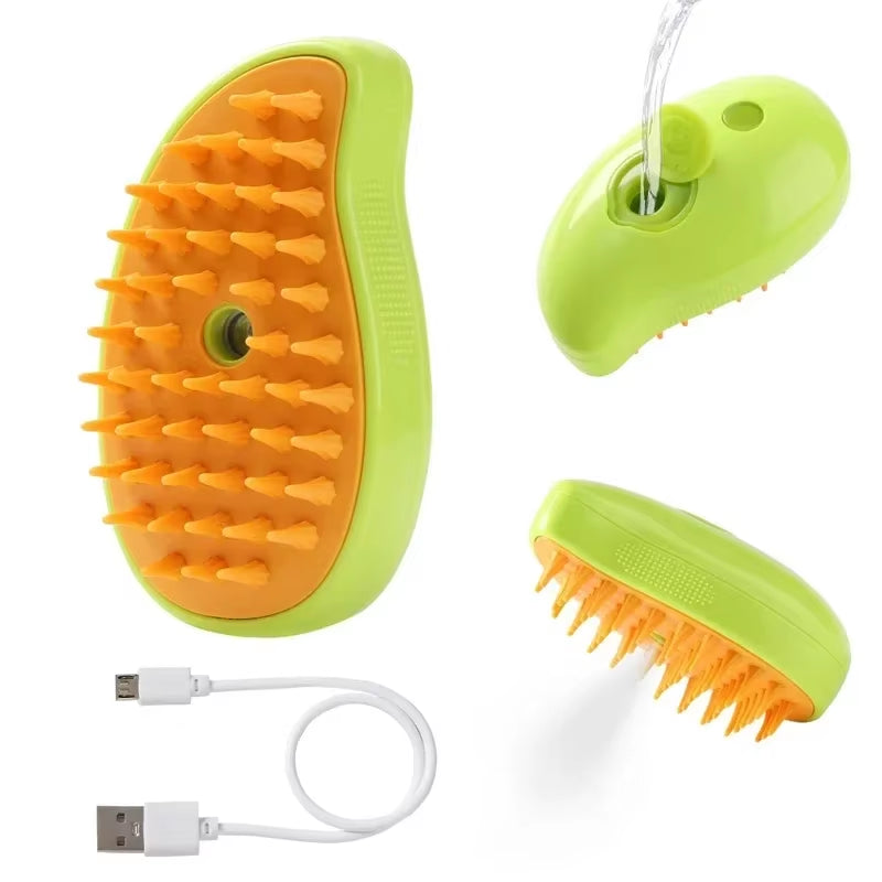 3-in-1 Steam Pet Brush for Dogs and Cats - Massage, Groom, and Remove Tangled Hair Effortlessly!