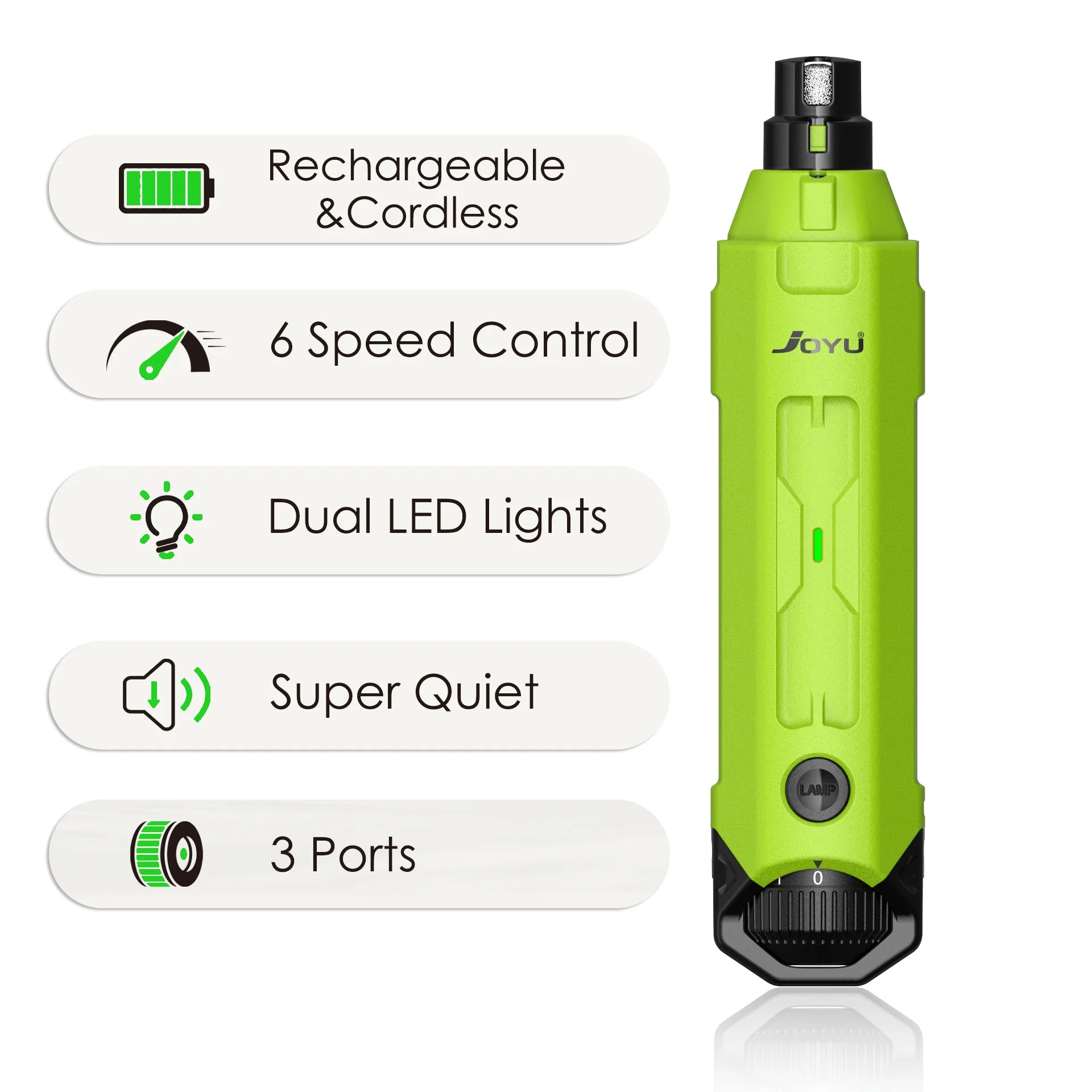 6-Speed Dog Nail Grinder Enhanced Pet Nail Grinder Super Quiet Rechargeable Electric Dog Nail Trimmer Painless Paws Grooming