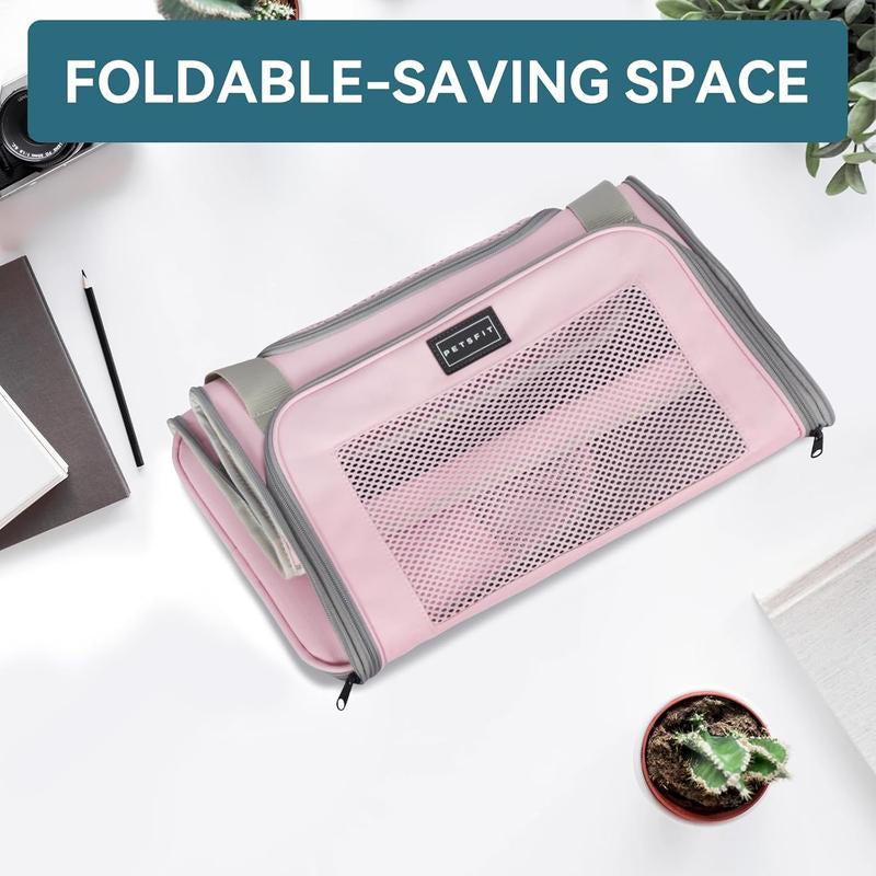 [5-Year Warranty] PETSFIT Cat Carrier, Pet Carrier Airline Approved, Cat Travel Carrier for Small and Medium Cats under 12 Lbs, Soft Sided Kitten Carrier with Cozy Extendable Mat, Cat Carrier Bag, Pink