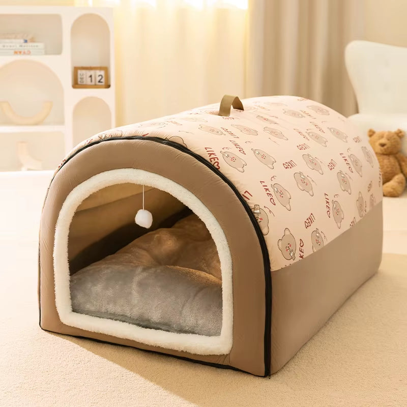 Cozy Big Dog Nest Winter Dog House with Removable Washable Bed - Perfect for Large Dogs and Cats!