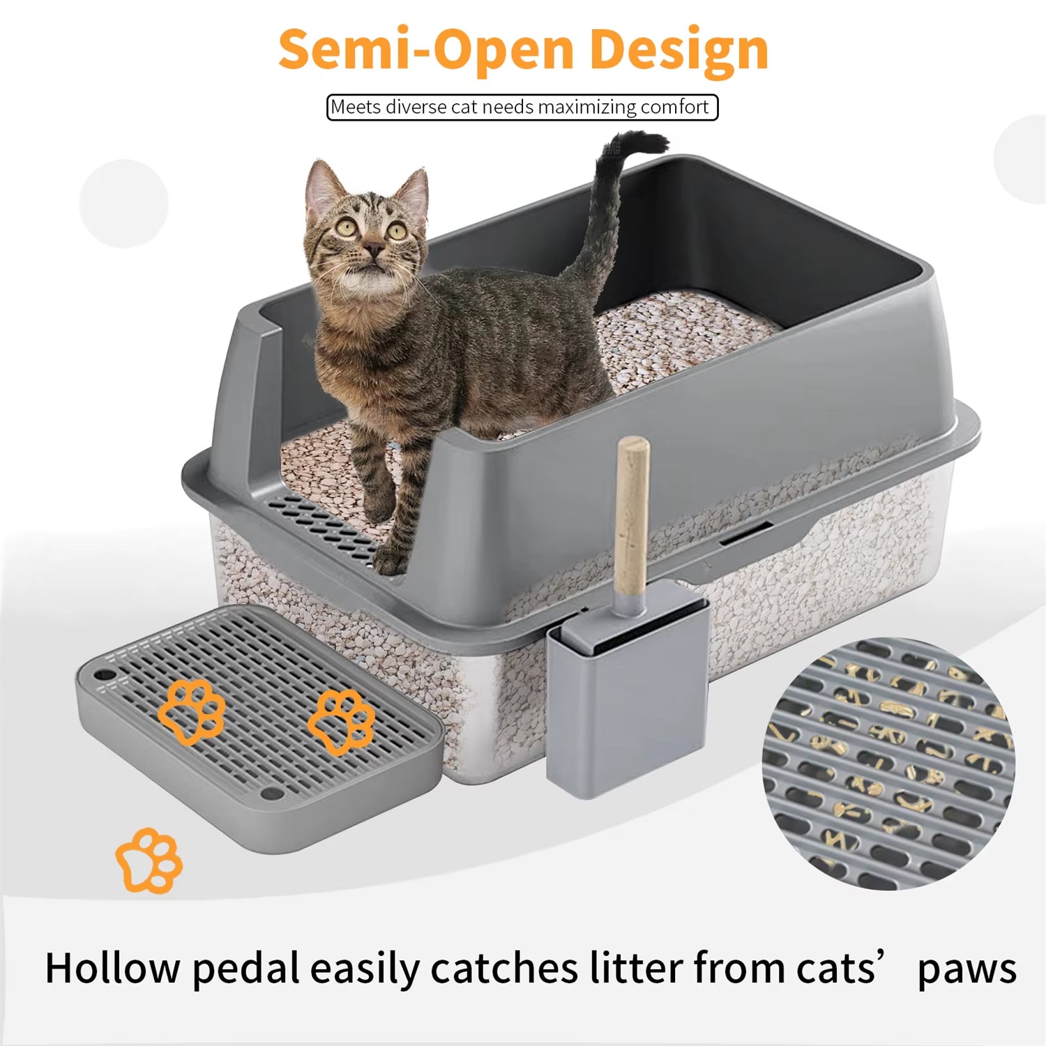 Extra Large Enclosed Stainless Steel Cat Litter Box with Lid - Ideal for Big Cats, High Wall Design for Mess-Free Use