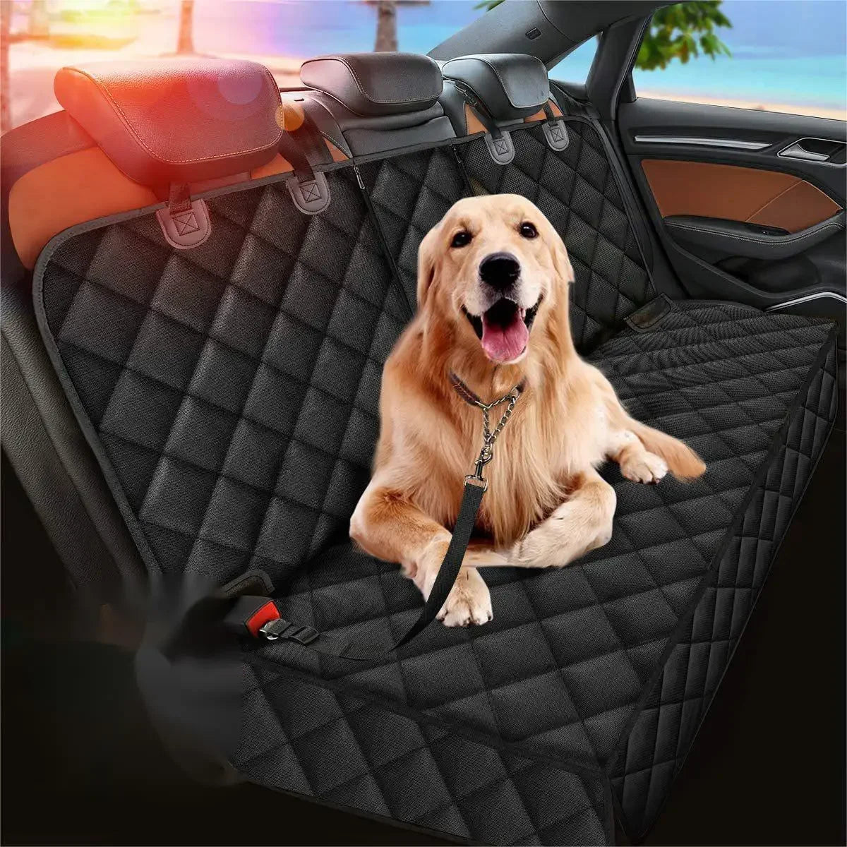 Premium Waterproof Dog Car Seat Cover - Dirt Resistant Hammock Style with Shoulder Strap for Pet Travel