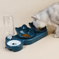 1PCS Pet Bowl with Water Feeder, 3-In-1 Ear Design Tilting Cat Water and Food Bowl with Gravity Water Bottle for Neck Protection