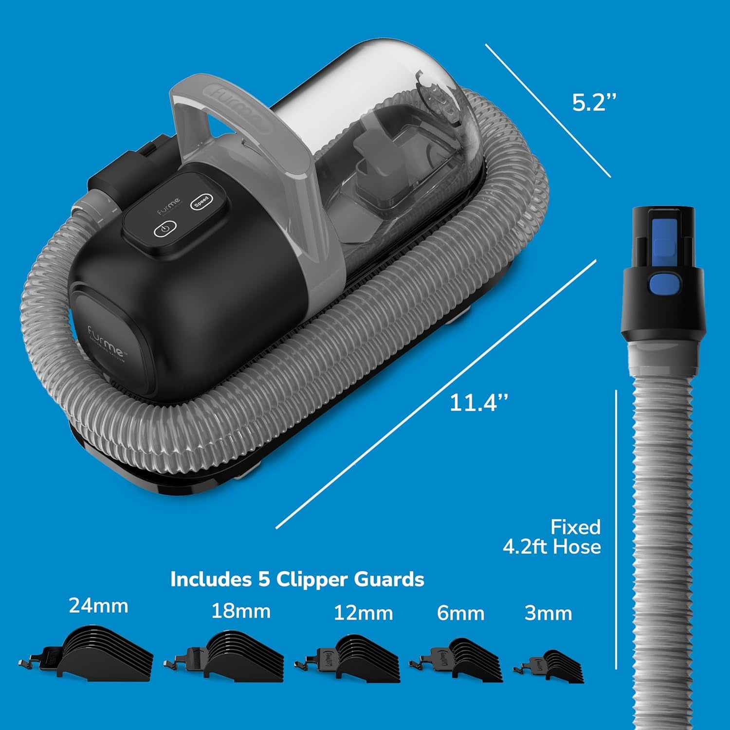 Original Pet Grooming Vacuum Kit - Cat & Dog Grooming Kit for Easy Pet Care at Home, Quiet & Safe Dog Hair Remover Machine with Brush, Clipper, Shedding & Cleaner Tools & 1L Canister