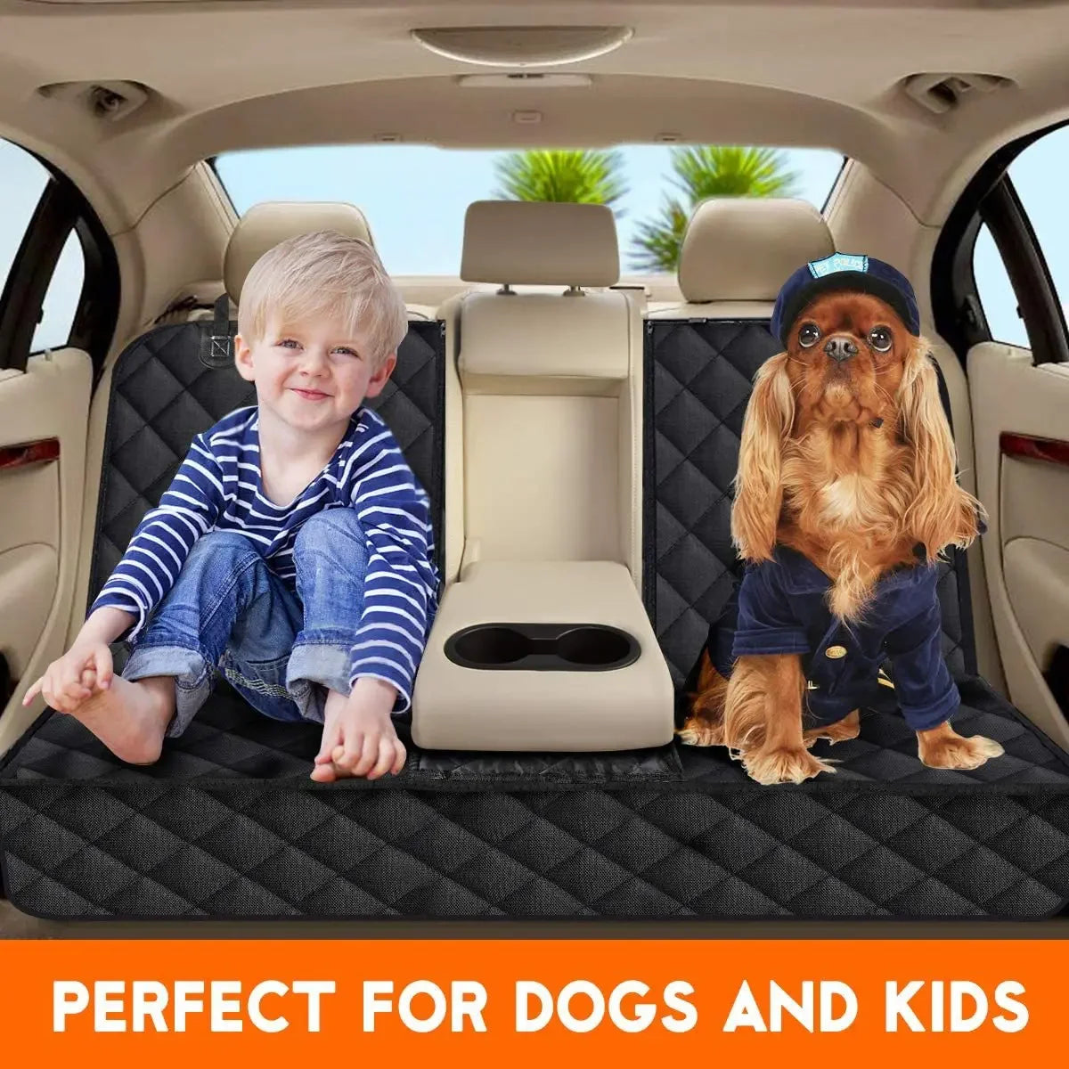 Premium Waterproof Dog Car Seat Cover - Dirt Resistant Hammock Style with Shoulder Strap for Pet Travel