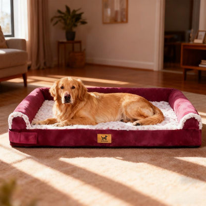 Extra Large Orthopedic Memory Foam Dog Bed - Waterproof Bolster Couch with Removable Washable Cover for Large Dogs - Perfect Gift for Your Furry Friend