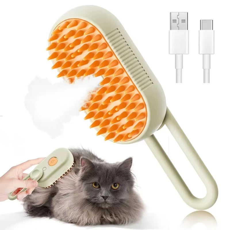 3-in-1 Steam Pet Brush for Dogs and Cats - Massage, Groom, and Remove Tangled Hair Effortlessly!
