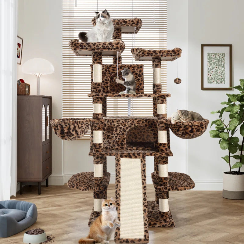 Lima Pet Heavy Duty Carpet 68 Inch Multi-Level Cat Tree Condos and Scratching Posts Included