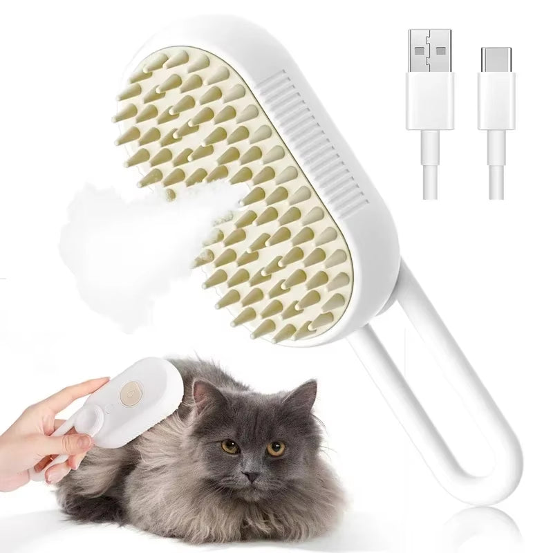 3-in-1 Steam Pet Brush for Dogs and Cats - Massage, Groom, and Remove Tangled Hair Effortlessly!
