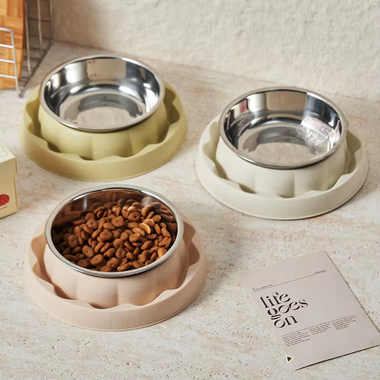 304 Stainless Steel Slow Feeder Bowl - Heavy Duty Anti-Tip Base, Anti-Choke Maze & Ant-Proof Design for Cats/Small Dogs
