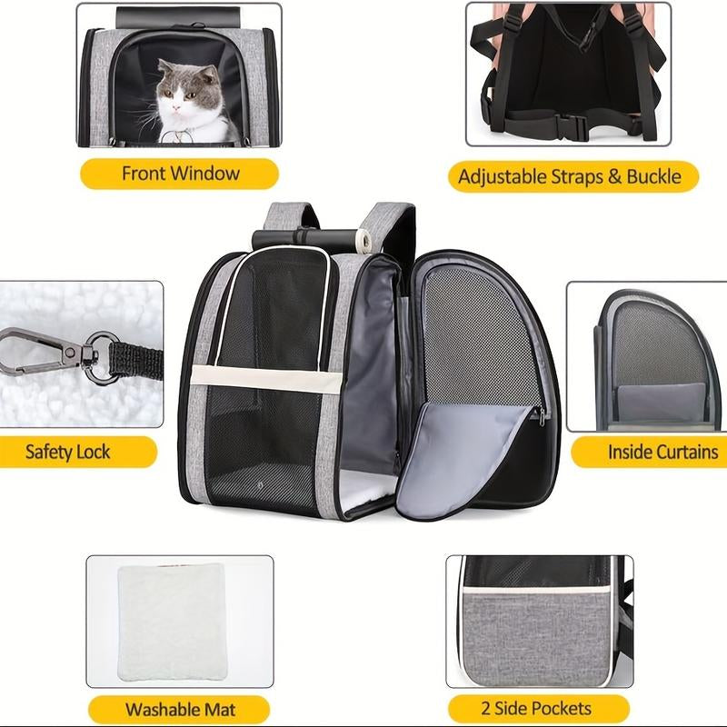 Texsens Innovative Traveler Bubble Backpack Pet Carriers for Cats and Dogs (Black)