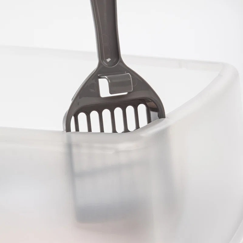 Open-Top Plastic Cat Litter Box with Shield with Scoop