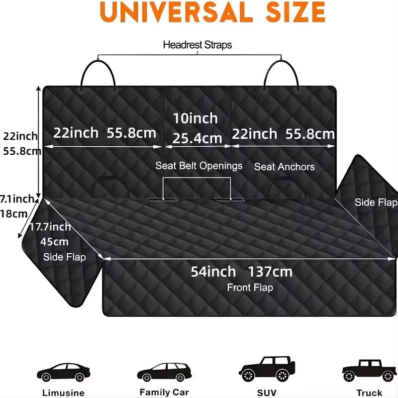 Dog Car Seat Cover Waterproof Pet Dog Carriers Travel Mat Hammock for Small Medium Large Dogs Car Rear Back Seat Safety Pad