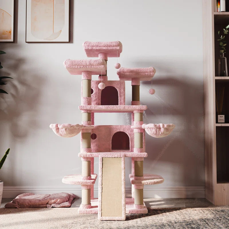 Lima Pet Heavy Duty Carpet 68 Inch Multi-Level Cat Tree Condos and Scratching Posts Included