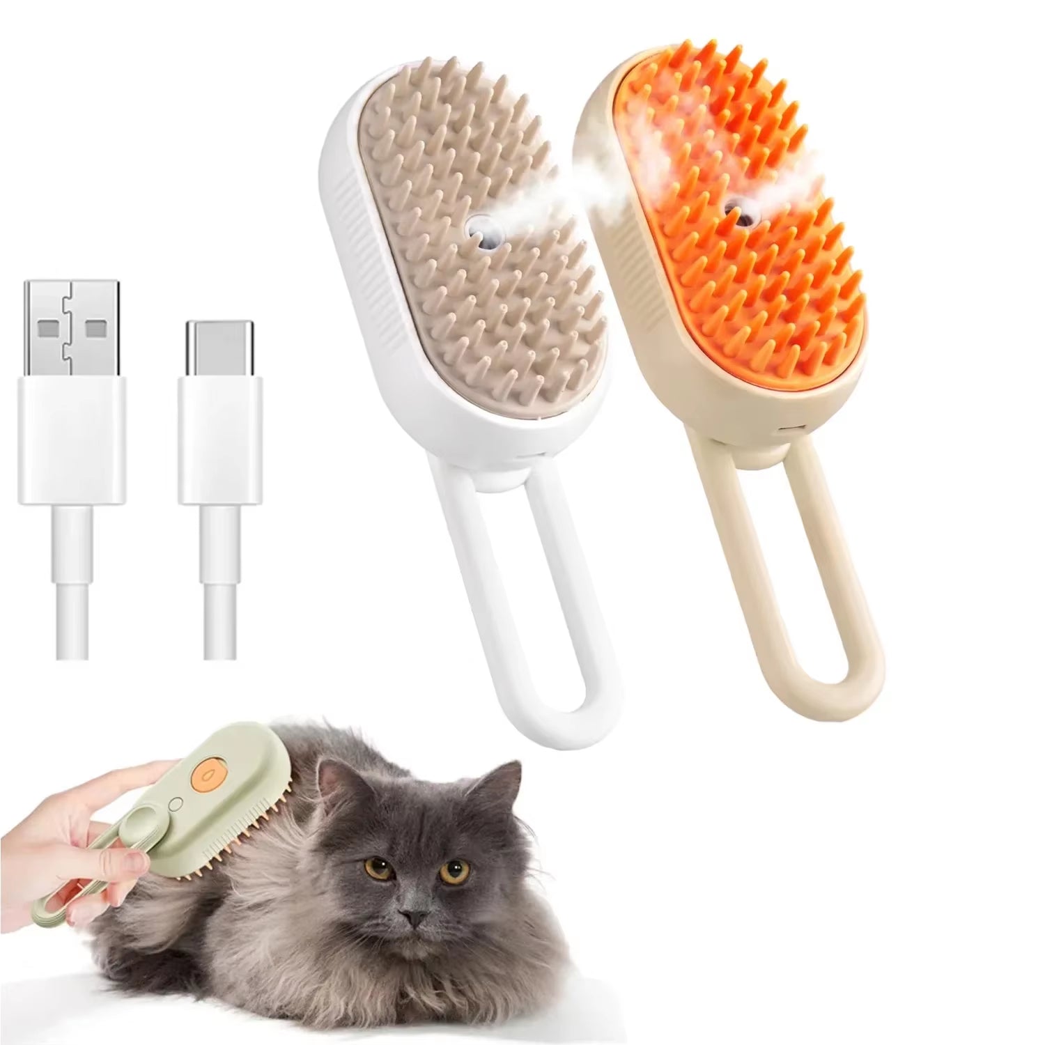 3-in-1 Steam Pet Brush for Dogs and Cats - Massage, Groom, and Remove Tangled Hair Effortlessly!