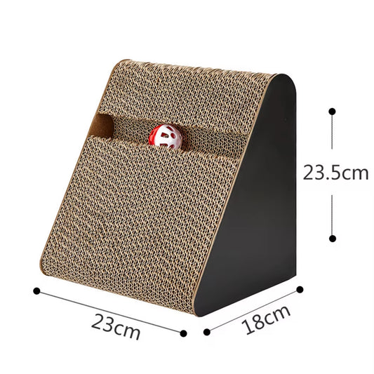 Vertical Triangle Cat Scratching Board with Spinning Ball Vertical Triangle Cardboard Paw Toys for Indoor Cats